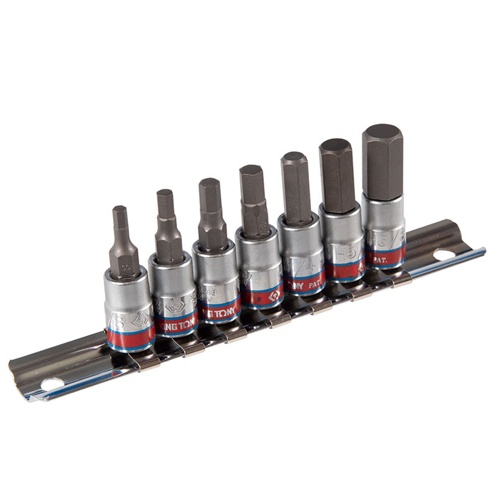 KING TONY (2127SR) Набор торцевых насадок 1/4", Hex, 1/8" - 3/8", 7 предметов