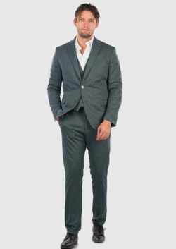 Мужской костюм тройка (серо-зеленый) Б43