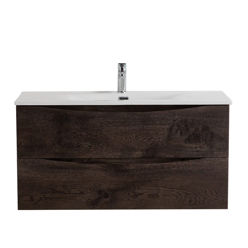 Тумба с раковиной подвесная BelBagno MARINO-CER-N-1000-2C-SO-RNG-P Rovere Nature Grigio, раковина белая BB-8099-100