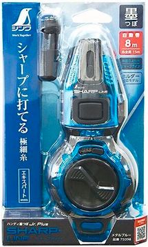 Отбивка строительная, чернильная Shinwa, 15м, автовозврат шнура, голубой металлик