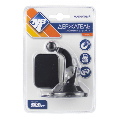 47572 Держатель  моб. устройств "Nova Bright" магнитный (квадратный, шарнир), присоска с фиксатором