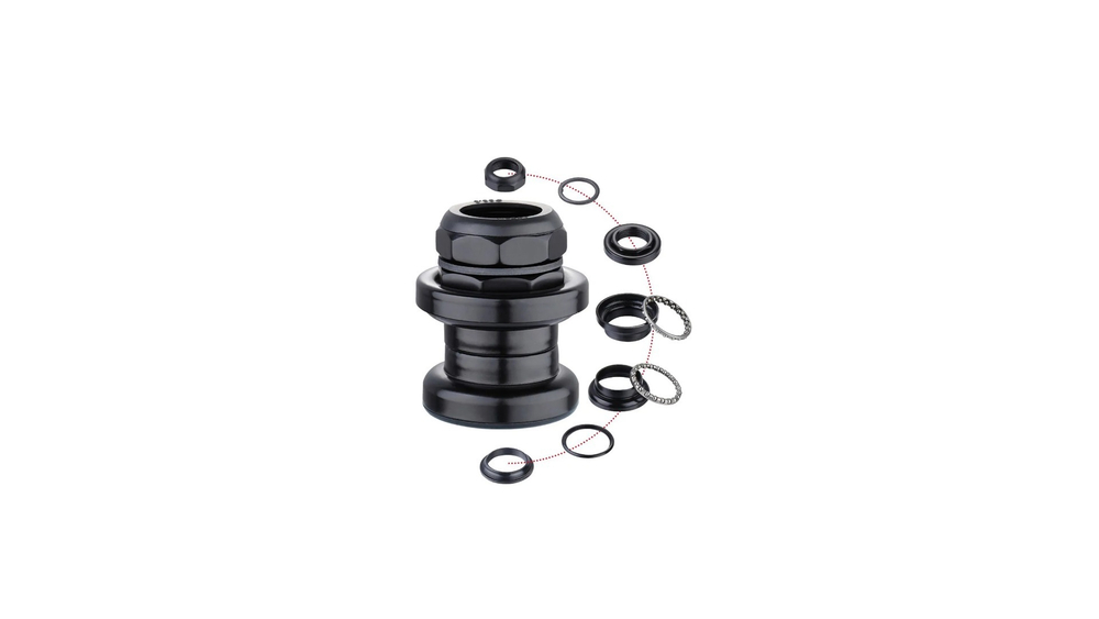 Рулевая колонка MIXIEER, 1", резьбовая, EC 30/25.4-24T  EC 30/27, подшипники 5/32"x16- 2шт, высота 36мм, черная