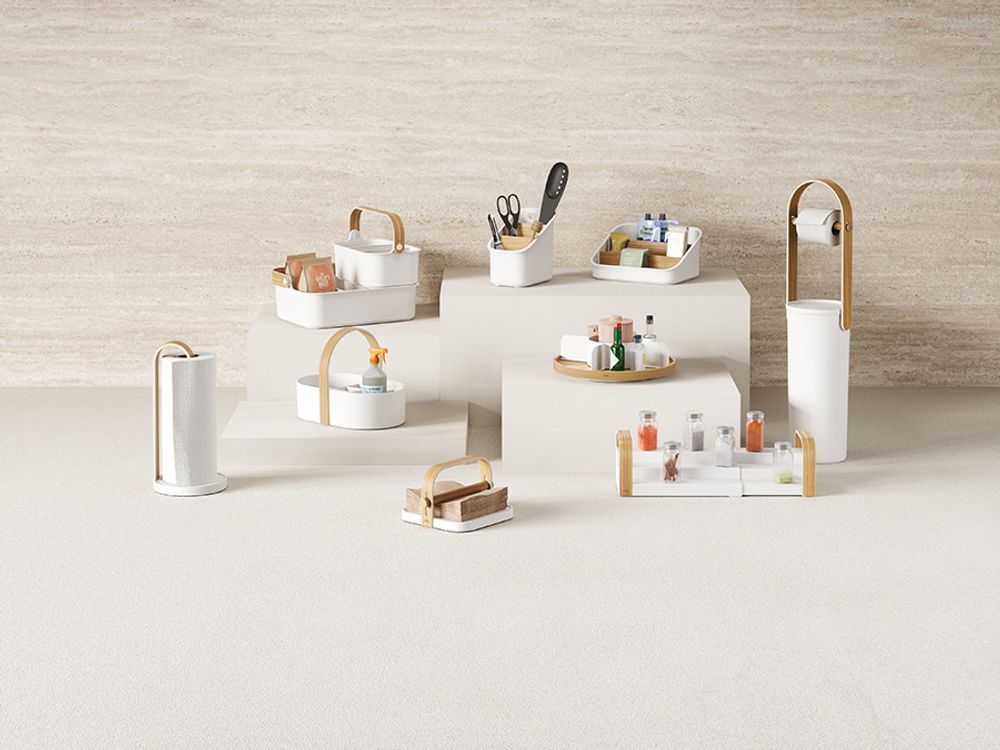 Органайзер для столовых приборов Bellwood, белый/натуральное дерево