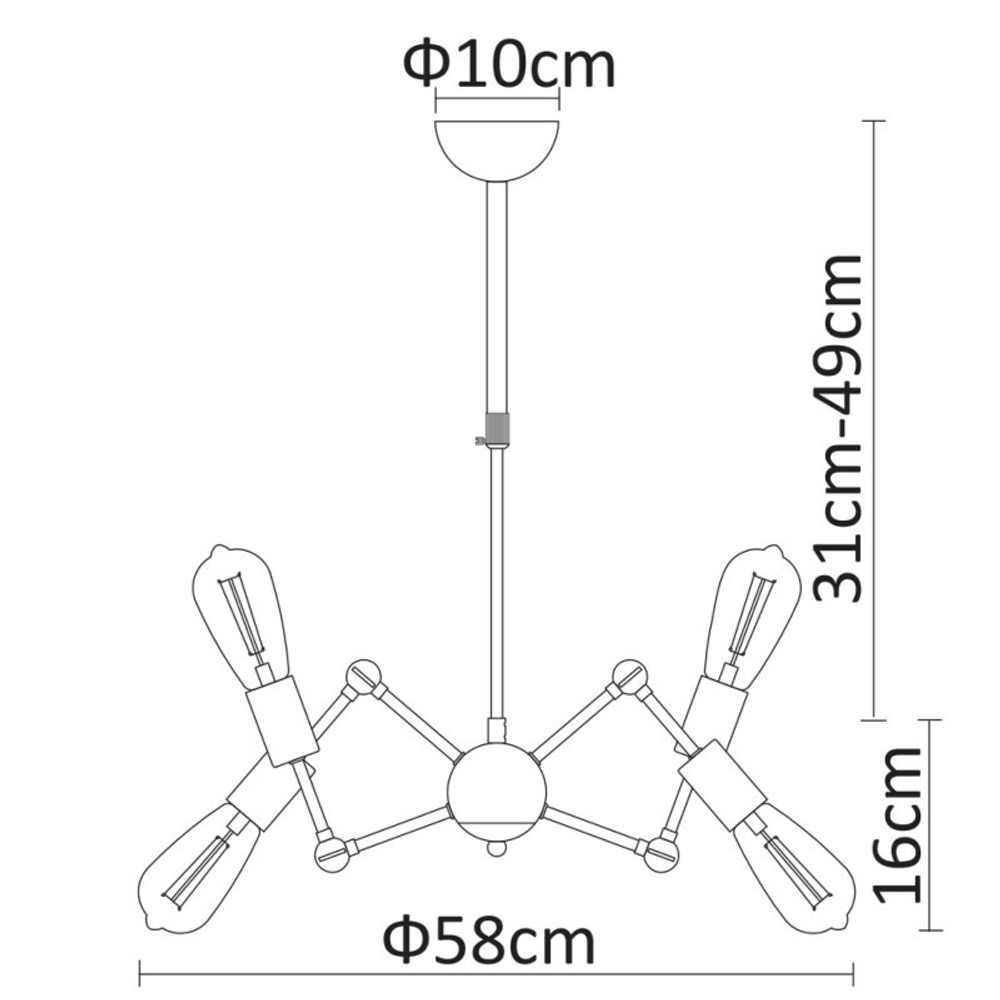 Люстра на штанге ARTE Lamp A9190LM-6BK