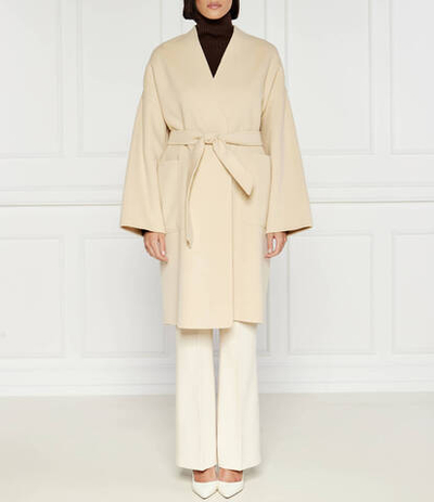 Хлопковое пальто Weekend MaxMara - бежевый(250160116)