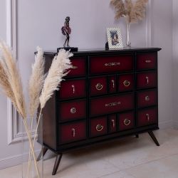 Комод Пандора - 2 с 4 ящиками и 2 полками Каштан Кардован