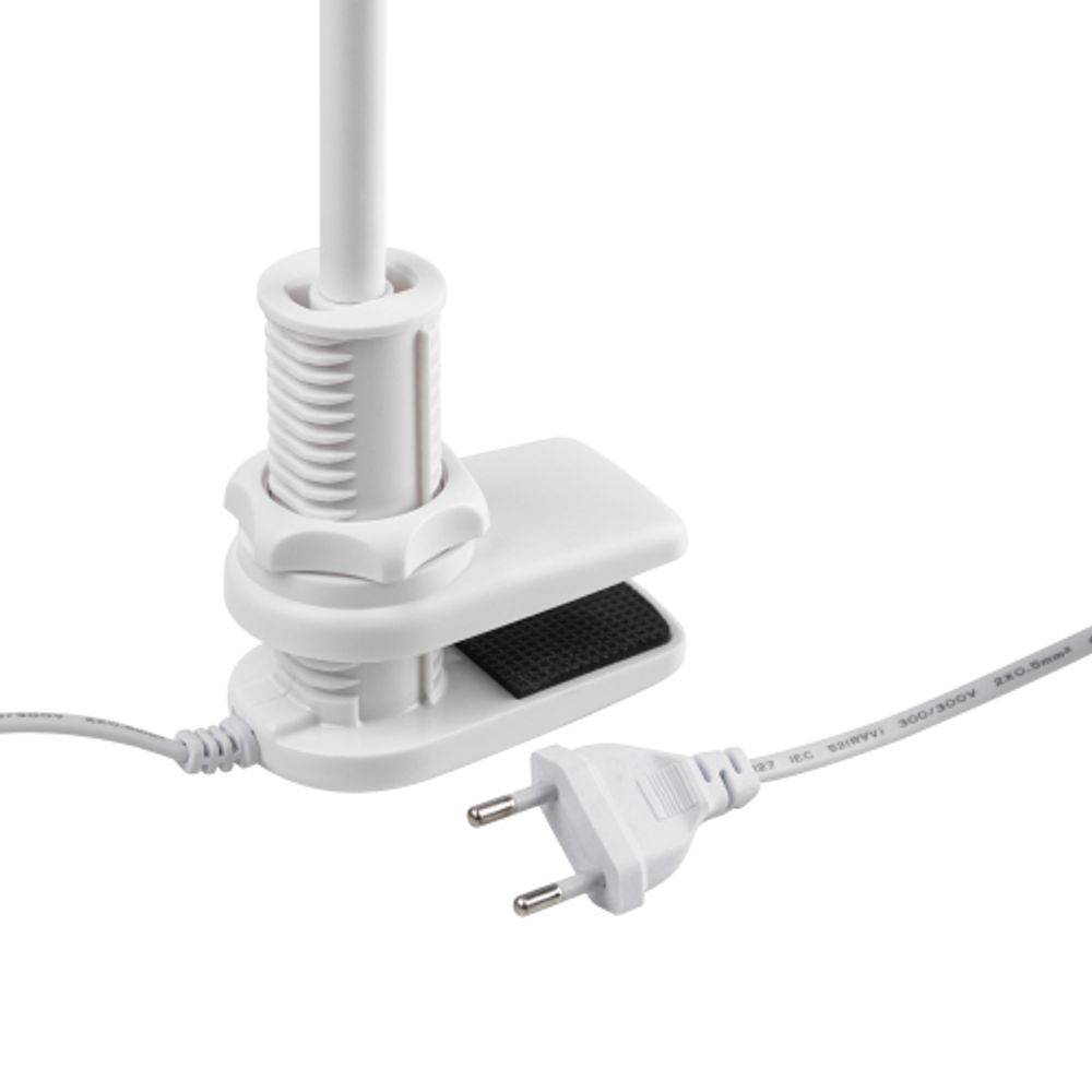 Настольный светильник ЭРА NLED-509-8W-W светодиодный на струбцине белый | Светодиодные настольные лампы