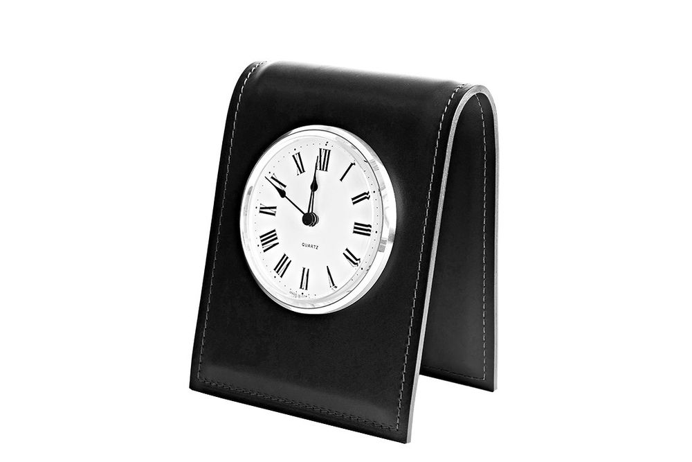 ЧАСЫ D103 на подставке  LUX из кожи Full Grain Black