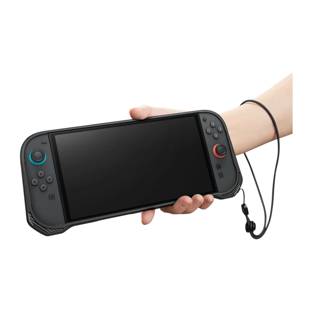 Термополиуретановый чехол Spigen Rugged Armor для Nintendo Switch 2 Чехол с ремешком на запястье. Перед подключением консоли к фирменной док-станции нужно снимать