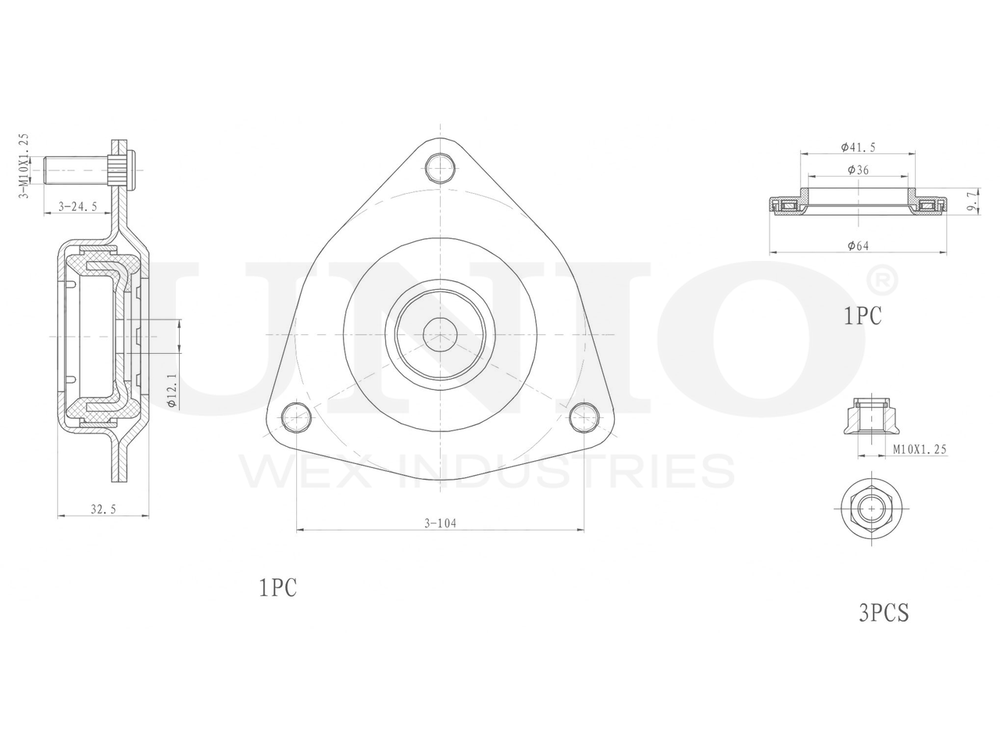 Опора амортизатора передняя (к-т) UNIO RMP-13059