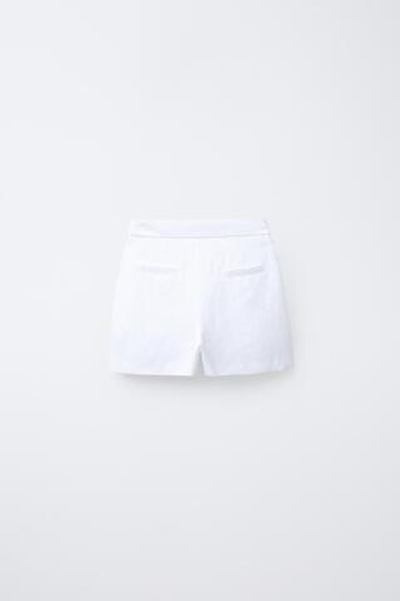 ZARA ЮБКА-ШОРТЫ ИЗ 100% ЛЬНА С БАНТОМ, БЕЛЫЙ