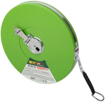 Рулетка, фибергласовая лента, зеленый пластиковый корпус 50 м