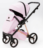 Детская коляска Adamex Quantum Superstar Deluxe 3 в 1 Q-STAR136-K (РОЗОВ.ЗЕФИР КОЖА+РОЗОВ.ДНО+РОЗОВ.ЗОЛОТО РАМА)