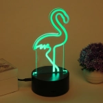 Светильник ночник «3D-Фламинго» на пластиковой подставке, с включателем USB