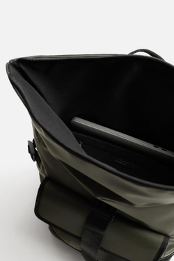ZARA ПРОРЕЗИНЕННЫЙ РЮКЗАК С КЛАПАНОМ, ЗЕЛЕНЫЙ ХАКИ