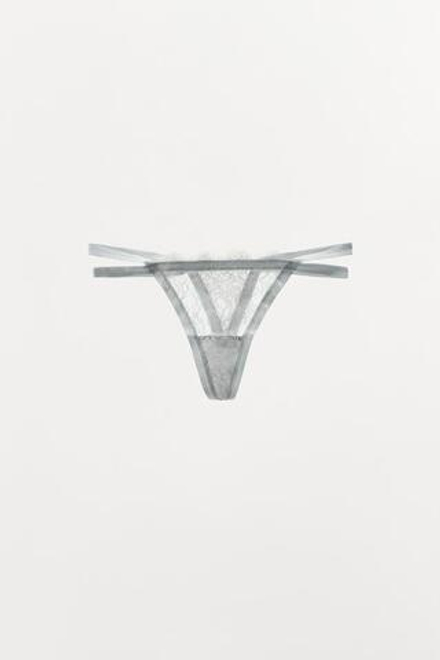 ZARA КОМБИНИРОВАННЫЕ КРУЖЕВНЫЕ ТРУСЫ, СЕРО-СИНИЙ