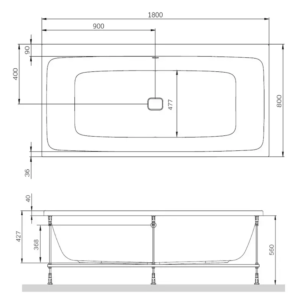 Акриловая ванна AM.PM Func (АМ.ПМ Фанк) 180x80, W84A-180-080W-A