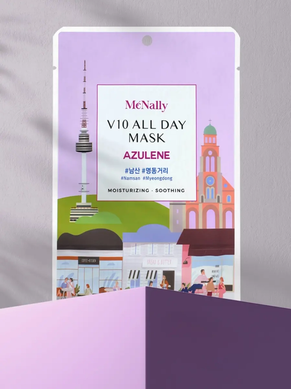 MCNALLY - МАСКА ТКАНЕВАЯ ДЛЯ ЛИЦА С АЗУЛЕНОМ V10 ALL DAY MASK AZULENE, 25 ML