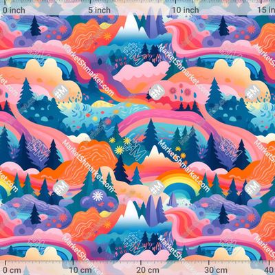 Психоделический парк. Яркий неоновый лес. Природа. by Pattern Store 380 DPI
