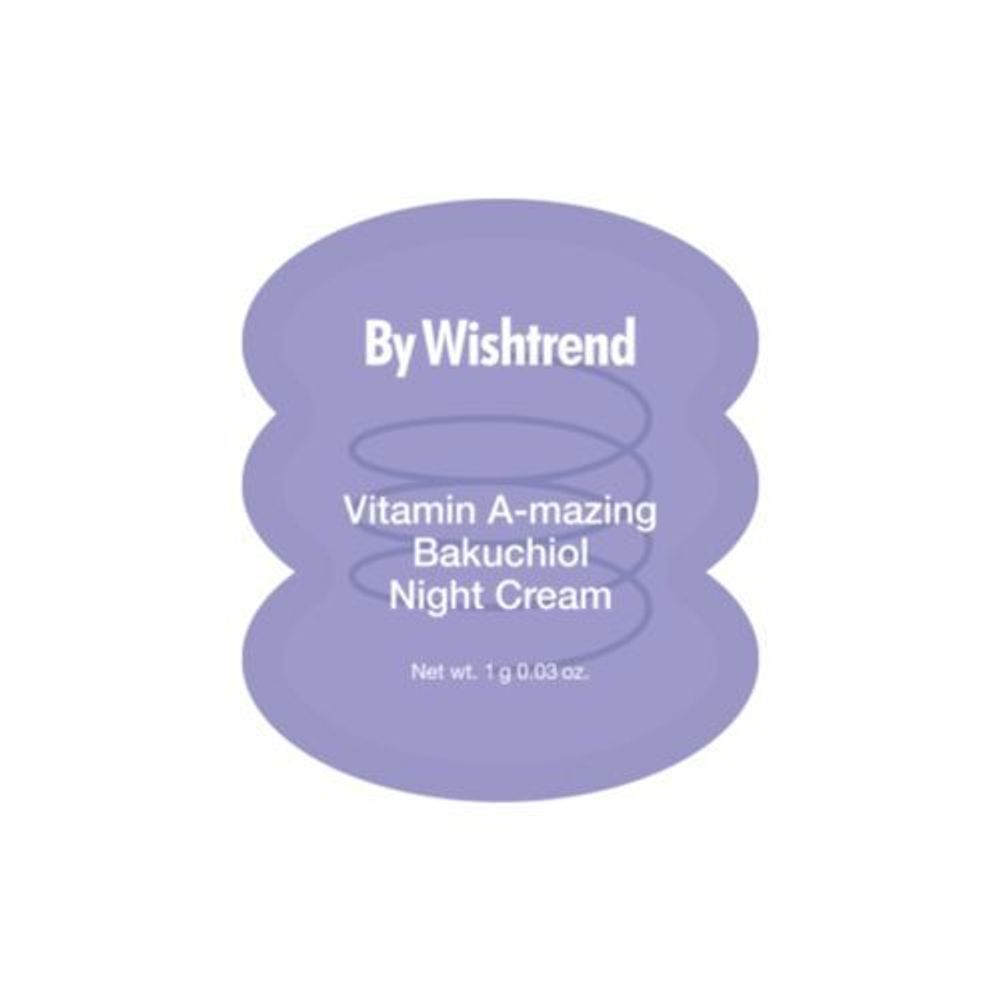 Крем для лица ночной ретинол и бакучиол By Wishtrend - Vitamin A-mazing bakuchiol night cream, 1г