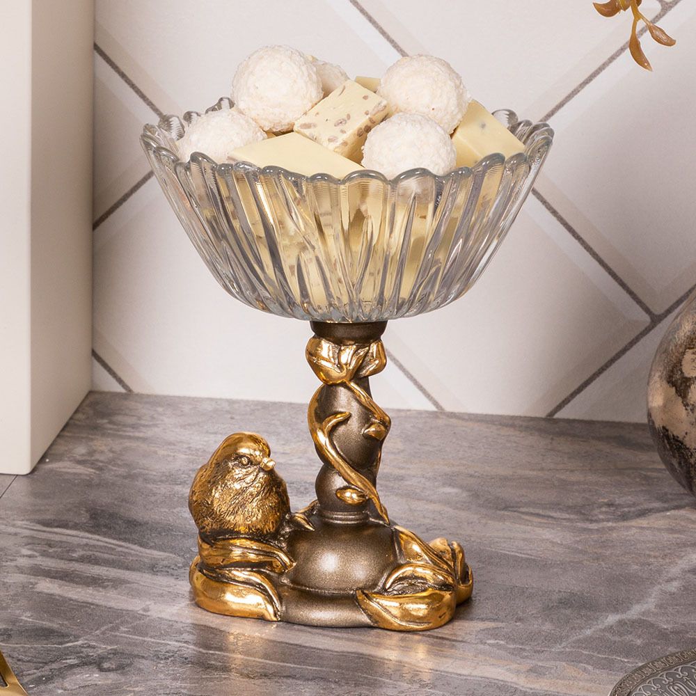 Фруктовница Зарничка Свитти Бронза с чашей из стекла