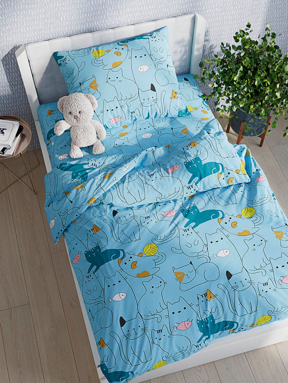 Постельное белье Полисатин Simple House "Кэри" 1,5-сп Наволочка 50х70 см 1 шт Простынь 150x215 см Пододеяльник 145x215 см