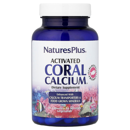 NaturesPlus, активированный коралловый кальций, 90 вегетарианских капсул
