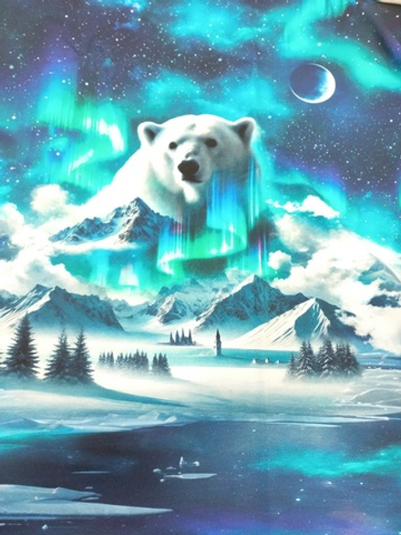 Кулирка с лайкрой Купон Полярный Мишка Высота 80см