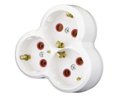 AY-KA (АЙКА) разветвитель (тройник) 3 розетка 16A 250В белый, земля, круглый (Турция) 7713000