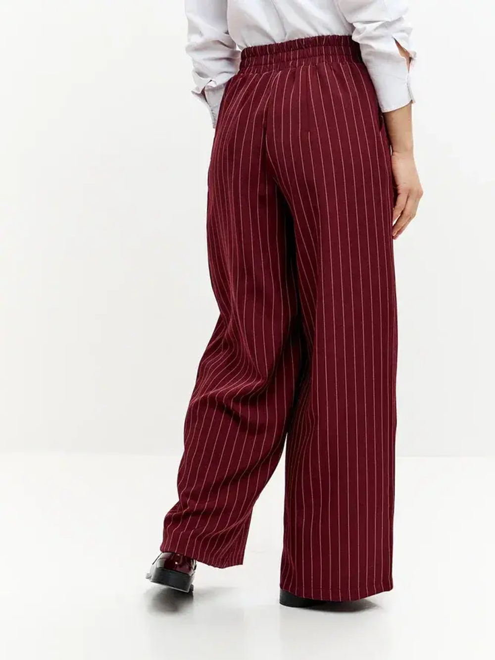 Брюки палаццо на резинке осенние бордовый