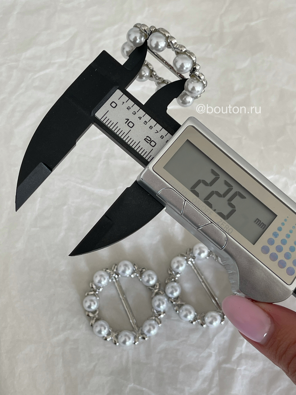 Пряжка жемчуг серебро 22,5 мм