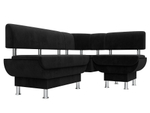 Диван кухонный угловой Альфа правый угол, Черный, Велюр, 116698
