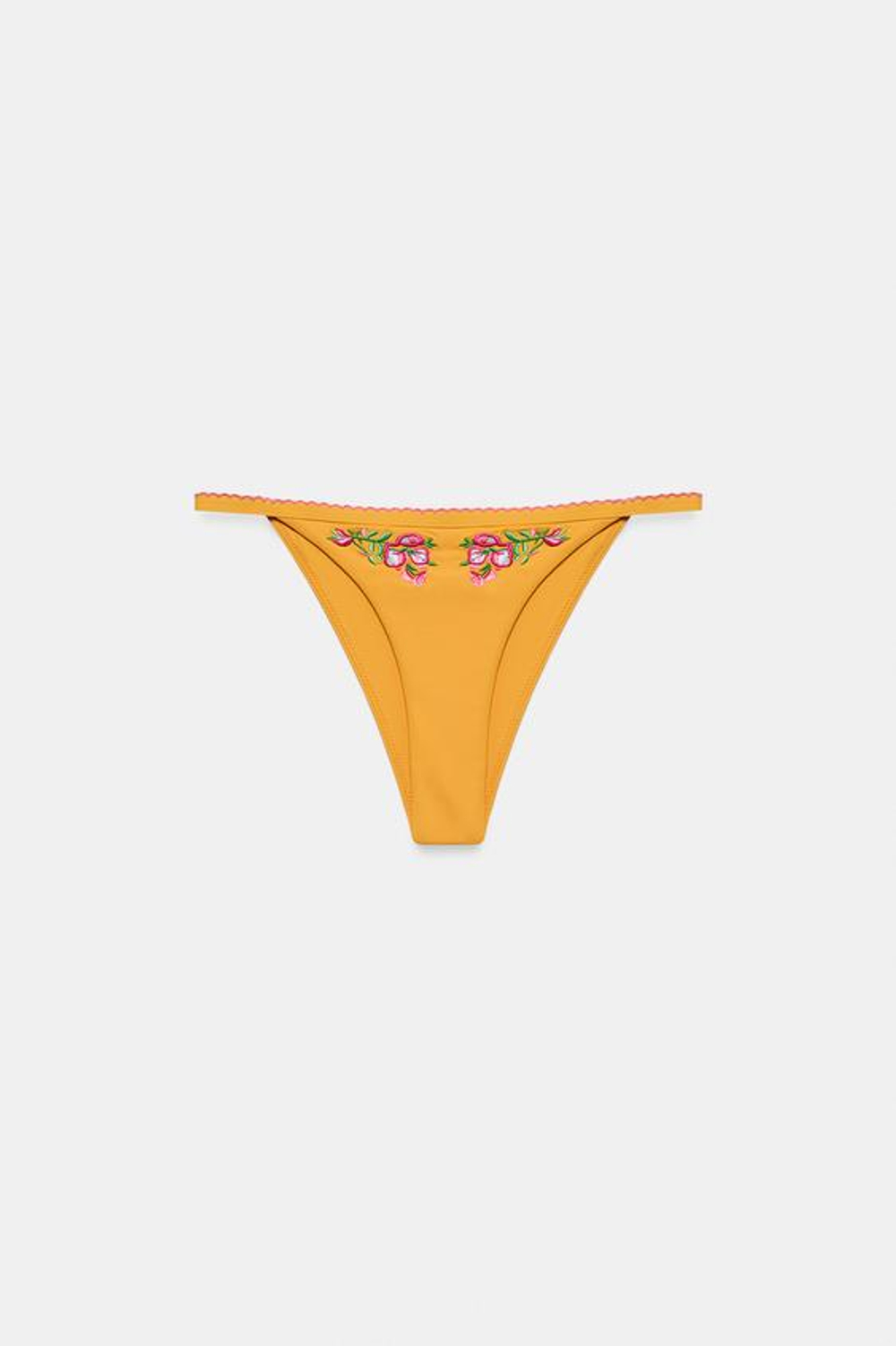 ZARA КОНТРАСТНЫЕ ПЛАВКИ-БИКИНИ С ВЫШИВКОЙ, ЖЕЛТЫЙ