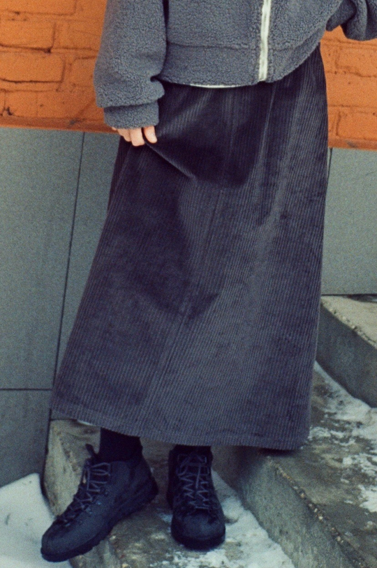 Юбка-трапеция из вельвета, графит