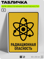 Табличка для обеспечения безопасности "Радиационная опасность", для производства, предприятия, организаций, 40х30 см, Silver Plane x Айдентика Технолоджи