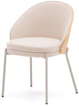 Стул Eamy бежевая синель ясеневый шпон и бежевый металл Испания La Forma