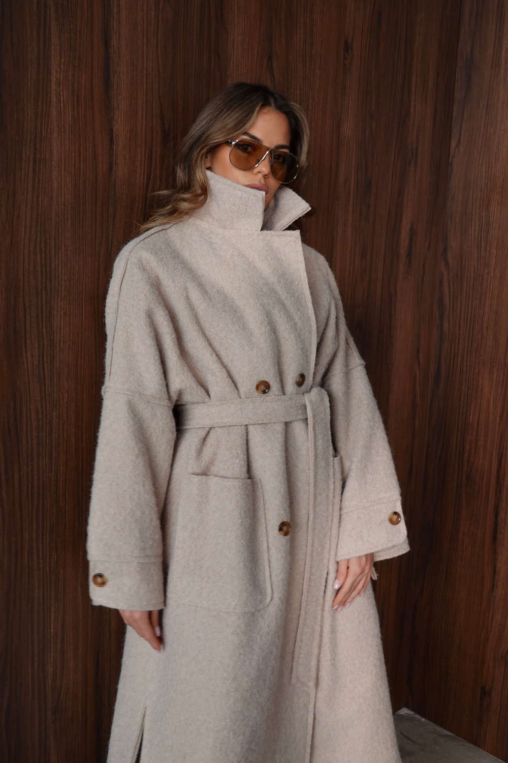 Пальто оверсайз из буклированной шерсти