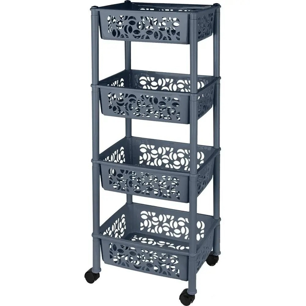 Этажерка Keeplex Light на колесиках четырехсекционная прямоуг. 37х93,5cм космический се