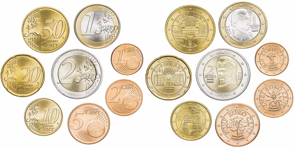 Австрия 2008-2025 Набор 8 монет XF