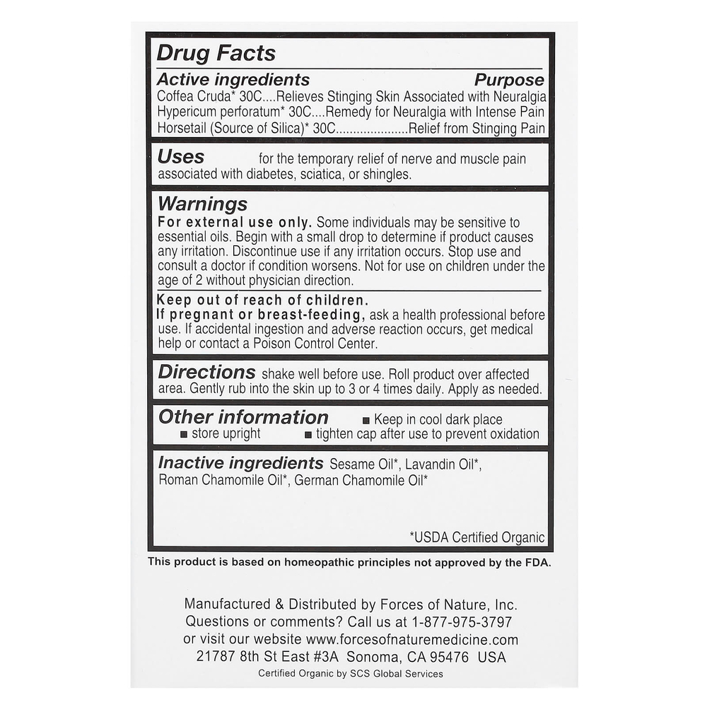 Forces of Nature, Nerve Pain, шариковый аппликатор, 4 мл (0,14 жидк. унции)