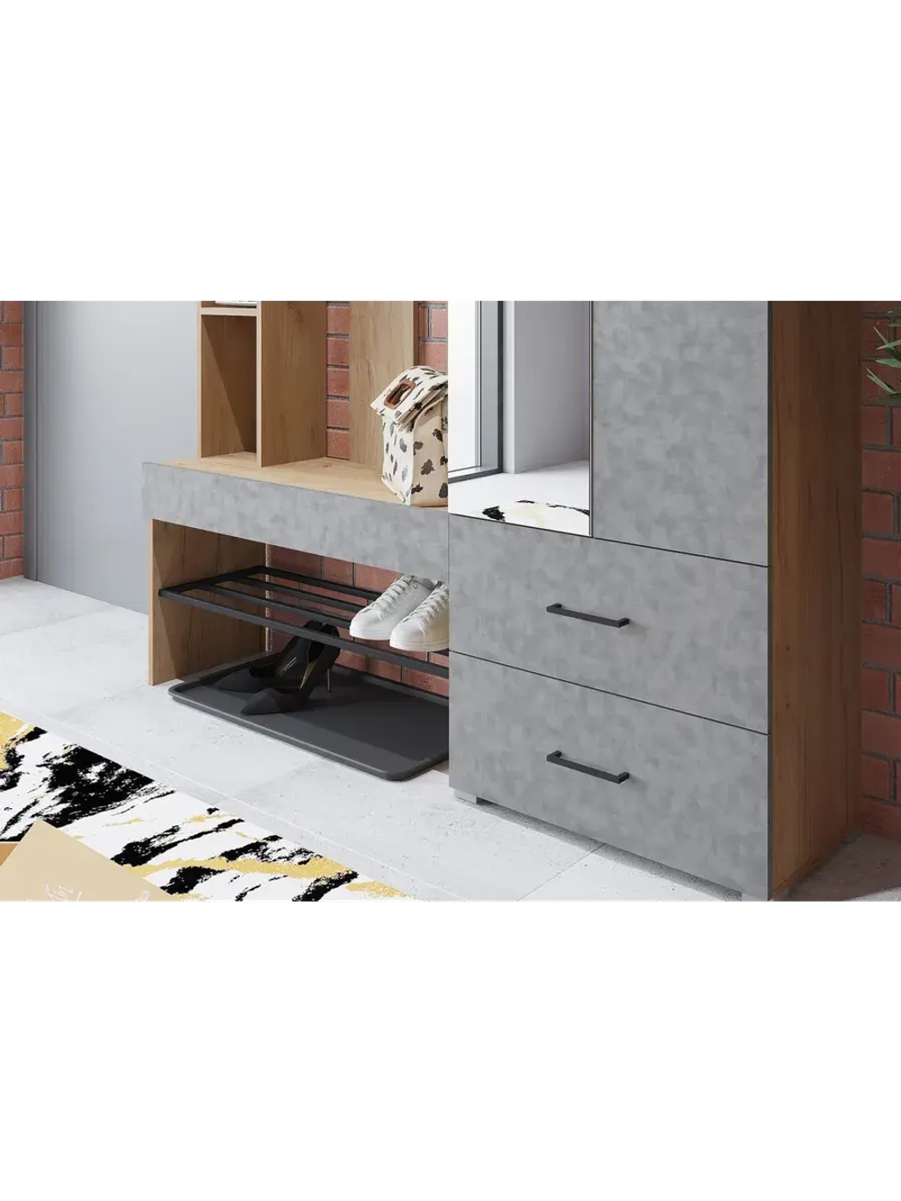 Прихожая с зеркалом комплект мебели 150х35х211,6 см