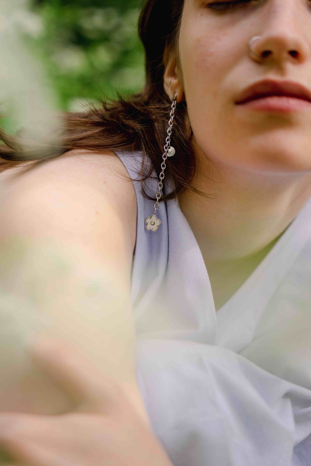 Моносерьга Before.Swine Twins Flower Chain