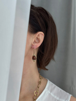 Серьги лист с яшмой, бронза