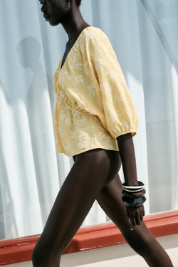 ZARA ЖАККАРДОВЫЙ ТОП, ЖЕЛТЫЙ