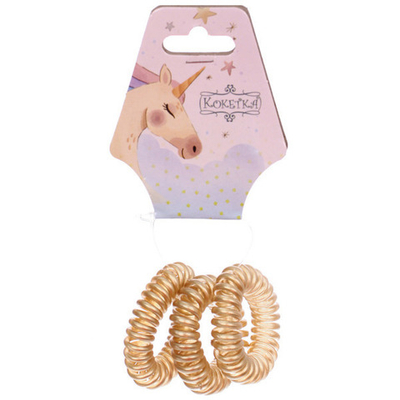 Резинки для волос силиконовые 3шт «ЕЖЕВИКА», цвет золотой, d-3,8см (Подвес Единорог)