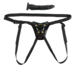 Чёрный с золотом женский страпон Designer Strap-On