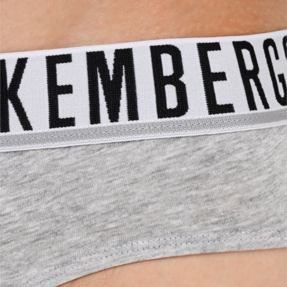 Мужские трусы брифы серые набор 2 в 1 Bikkembergs ESSENTIAL BKK1USP01BI/2