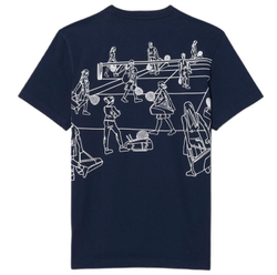 Мужская теннисная футболка Lacoste Ultra Dry Printed - navy blue