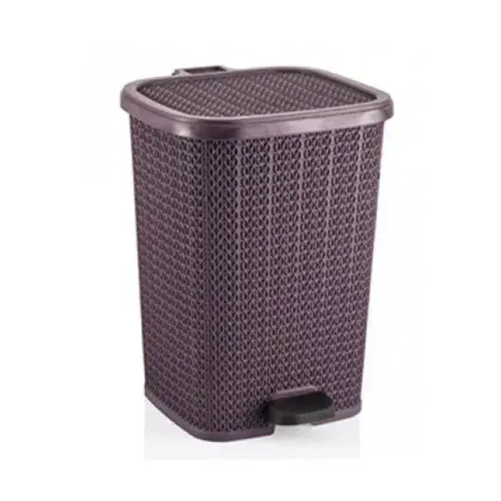 Ведро мусорное с педалью 12 л вязаный узор лиловый
