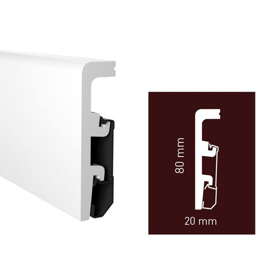 Плинтус дюрополимерный под покраску Arbiton Vega HDPS P0810 Белый 80х20х2400 мм